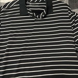 LG Black and White Striped Polo Shirt